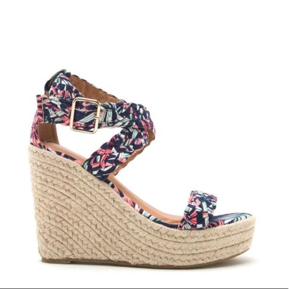 ❤️ Tropical Leaf Jute Wedge Platform Sandals - Picture 3 of 4